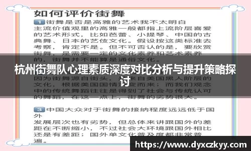 杭州街舞队心理素质深度对比分析与提升策略探讨