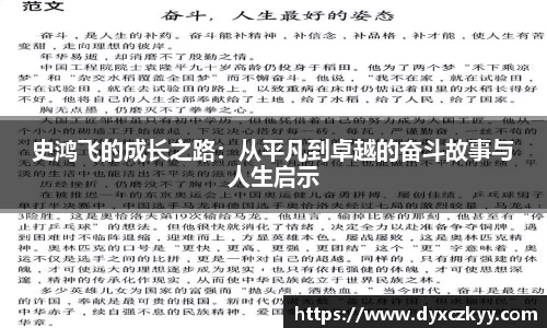 史鸿飞的成长之路：从平凡到卓越的奋斗故事与人生启示